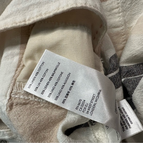 Anthropologie Shorebound Cropped Linen Wide-Leg Pants Medium tan cream striped - Picture 11 of 11